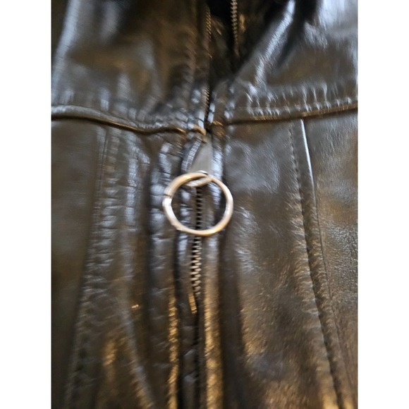 BROOKS Leather Sportswear Black Motorcycle Jacket Zip Out Liner USA Size 32 - Picture 3 of 11
